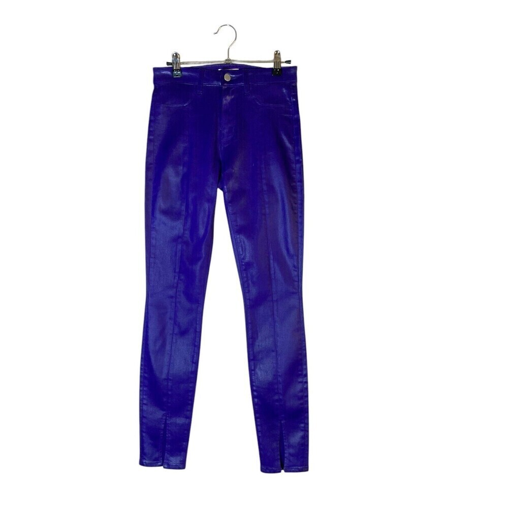 L'Agence Jeans Women's Size 25 Surf Blue Coated Skinny Split Ankle Cotton Blend